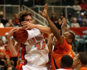 College players in middle of game