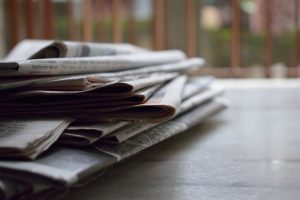 Stack of local newspapers 