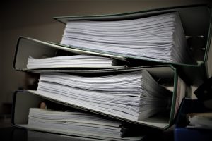 Binders of retained booster club documents