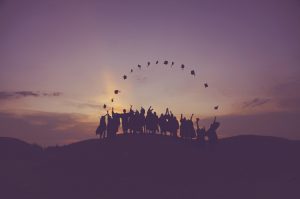 High school graduates silhouettes.