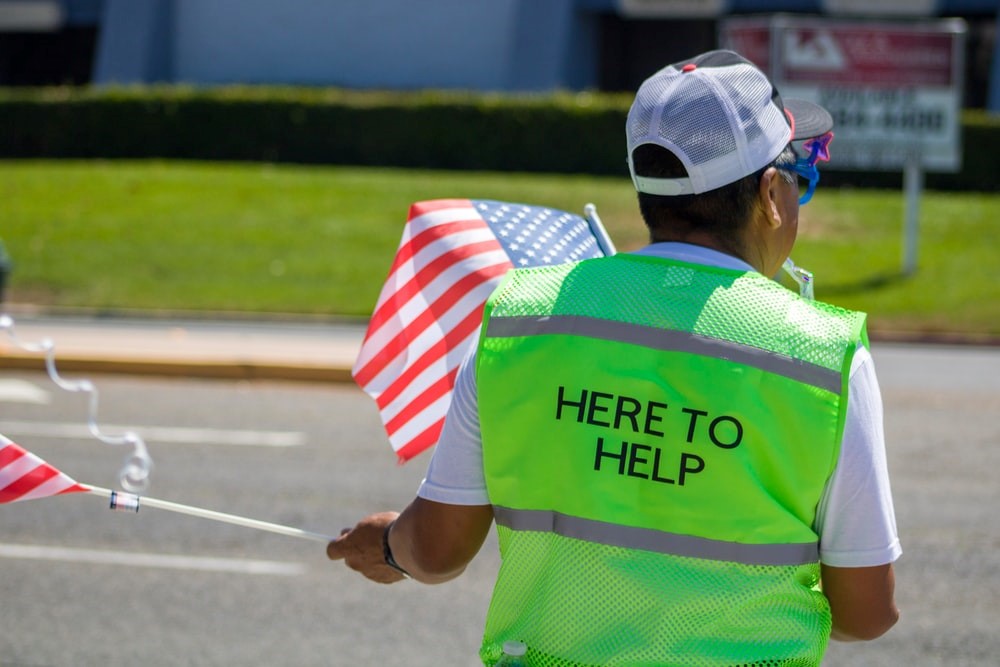 A volunteer helping out at an event.